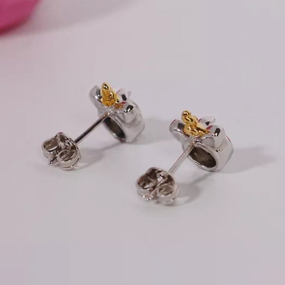 Unicorn Swarovski Crystal Stud Earrings 18K White Gold Plating - Picture 9 of 9